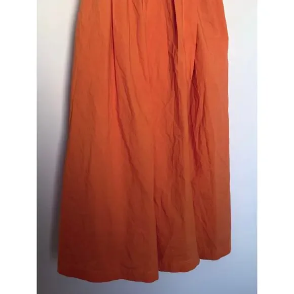 CECILIE COPENHAGEN anthropologie orange cotton Lonni poplin wrap midi dress - Picture 5 of 14
